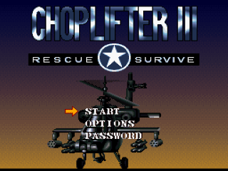 Choplifter 3 title screen for Super Nintendo